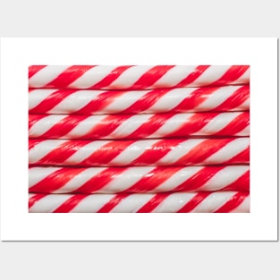 Red and White Candy Cane Photo Christmas Stripes Posters and Art